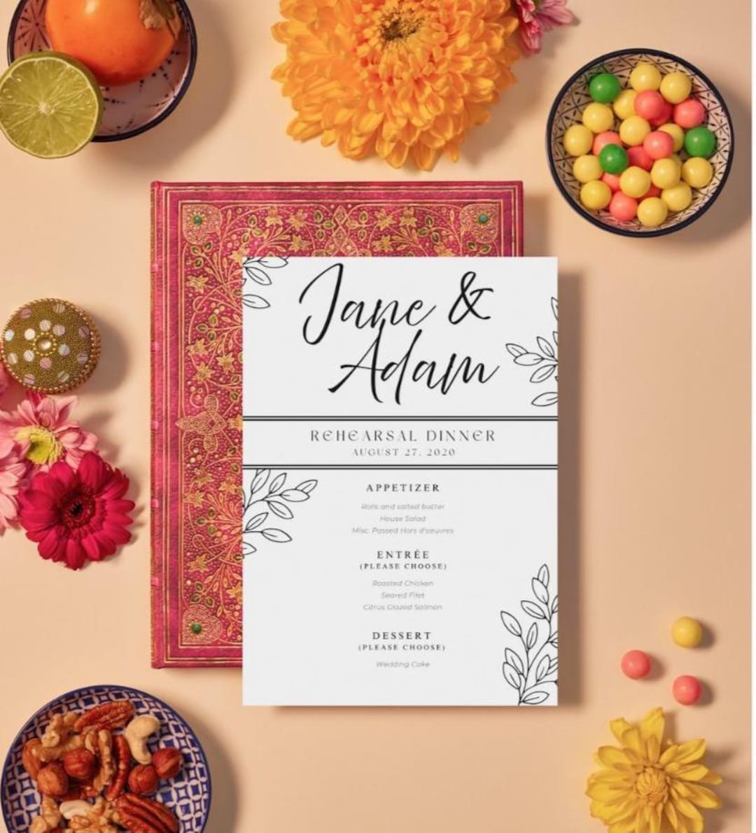 Wedding or Rehearsal Dinner Menu Template Etsy