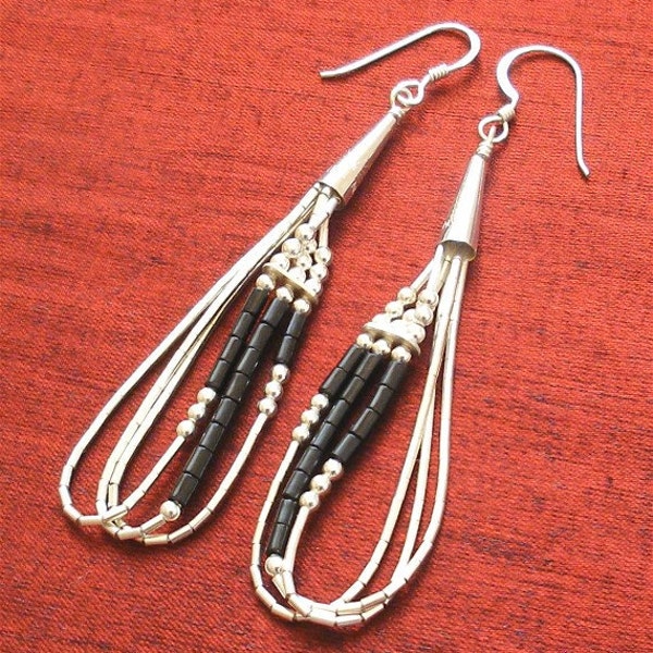 Liquid Sterling Silver Beaded Earrings ER-34