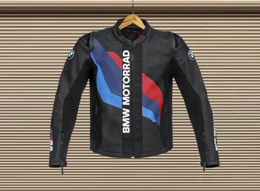 BMW Motorrad Black Leather Motorcycle Jacket: CE Approved Racing