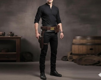 Cinturón de cuero para cosplay de Boba Fett / Funda y bolsas mandalorianas, disfraz de Star Wars