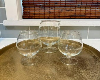 Vintage Mid-Century Modern Glass Cocktail Pitcher Set | Elegant Barware