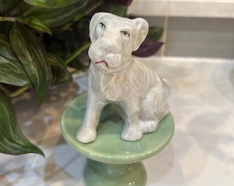 Vintage Iridescent Schnauzer Figurine – Made in Japan Lustreware Dog