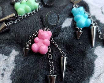 Gummy bear earrings with stainless steel spikes, kawaii e-girl Y2K cute alternative jewelry [sabotasche]