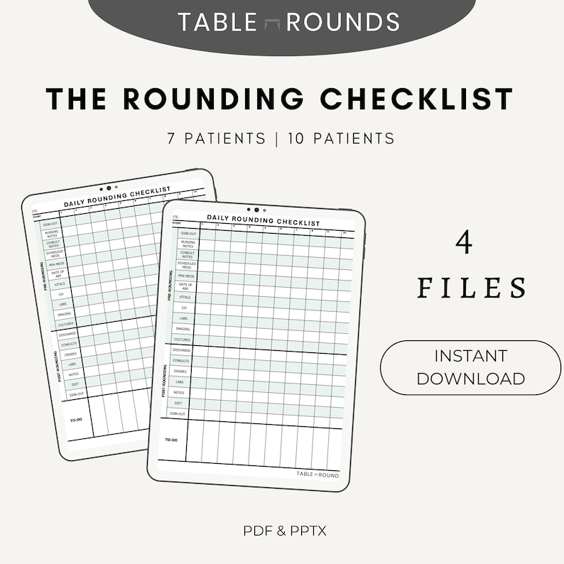 The Rounding Checklist BUNDLE | 7 Patients & 10 Patients - Etsy