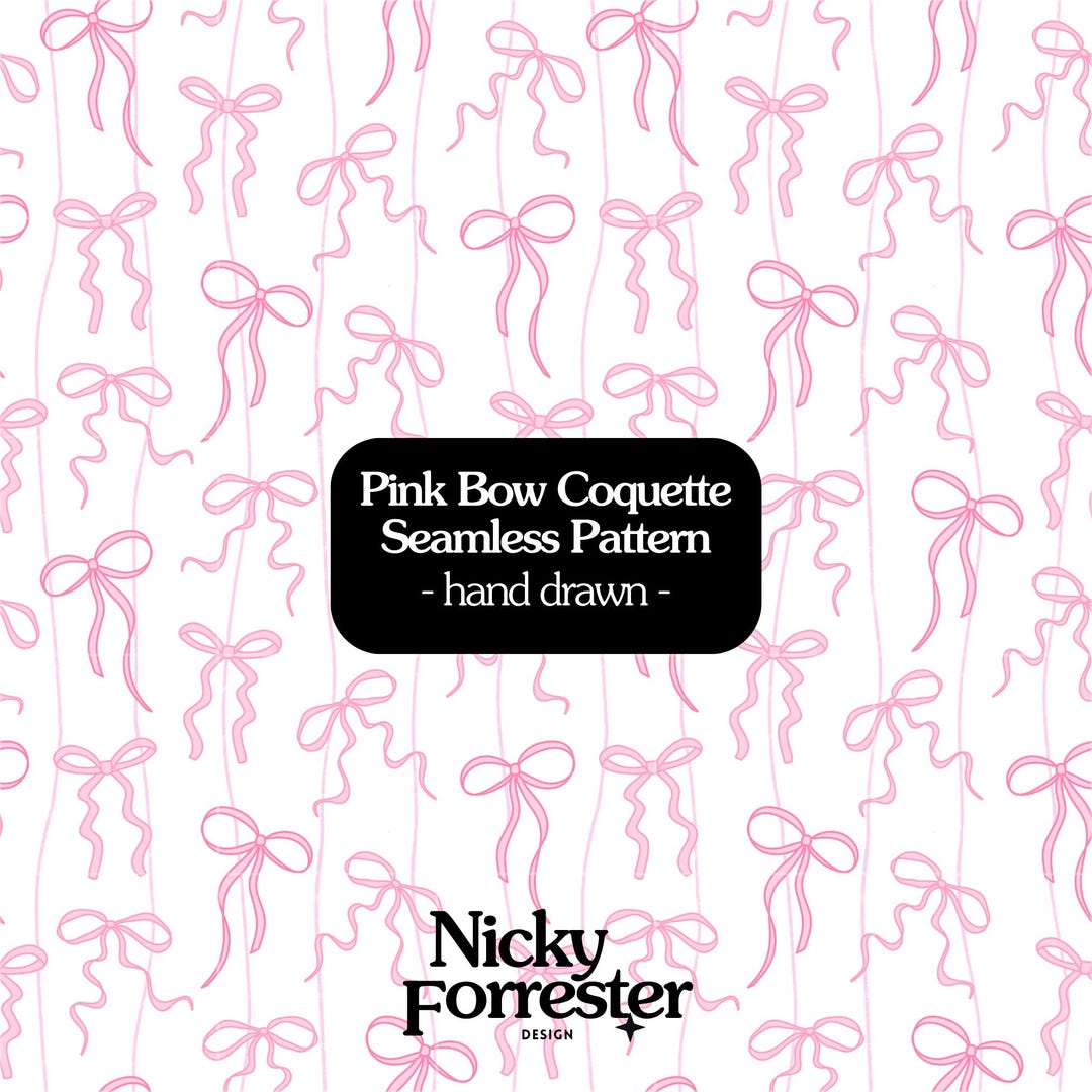 Pink Doodle Coquette Bow Seamless Pattern: Pink Coquette Digital Paper ...