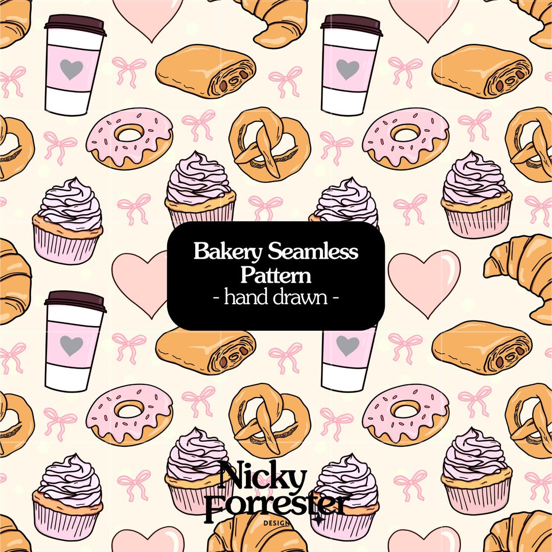 Hand Drawn Breakfast Seamless Pattern: Bakery Seamless, Croissant ...