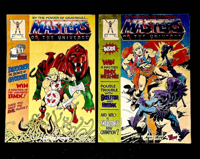 MASTERS of the UNIVERSE | Issue No. 1 & Issue No. 2 (1986) | Published by Mattel | UK edition | Sold as a pair
