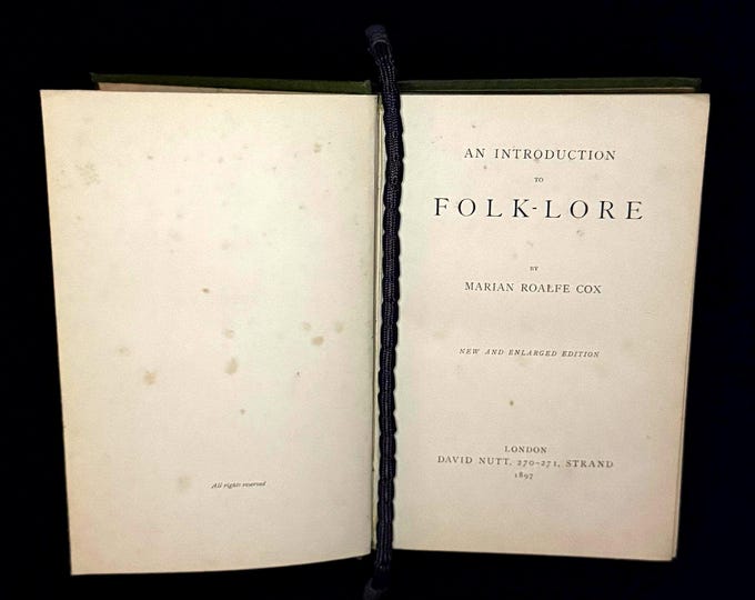 Antique Folklore Book: An Introduction to Folk-Lore (1897 Second Edition) Victorian Era
