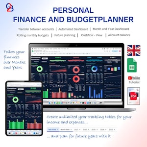 Personal Finance and Budget Planner - Year and Month Dashboard - Google Sheets
