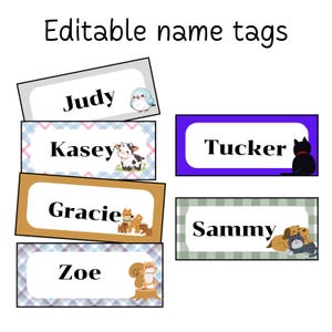 Animal Name Tags Summer Name Tags Cubby Name Tags Classroom Labels