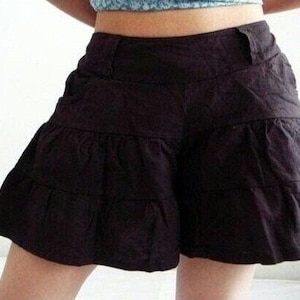 P3, Dark Brown Summer Sea Beach Cotton Skorts, brown shorts