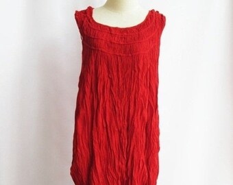 D1, Rose, Ruffle, Sleeveless, Cotton, bright red dress