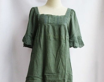 D24,Jade Green Butterfly Effect Cotton Dress