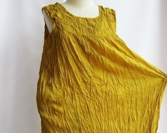 D1, Volante de girasol, sin mangas, Vestido de algodón amarillo