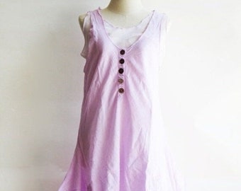 D7, Two Tone Kawaii Light Purple Cotton Dress, violet dress