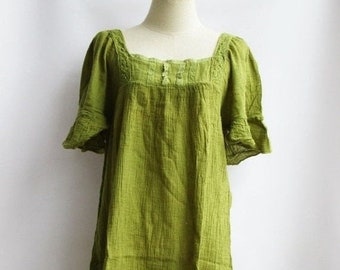D24, Light Green Butterfly Effect Cotton Dress