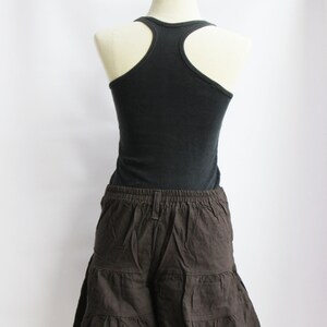 P3, Dark Brown Summer Sea Beach Cotton Skorts, brown shorts image 5