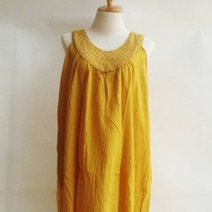 D18, Sunflower Classic U Neck Yellow Cotton Dress image 1
