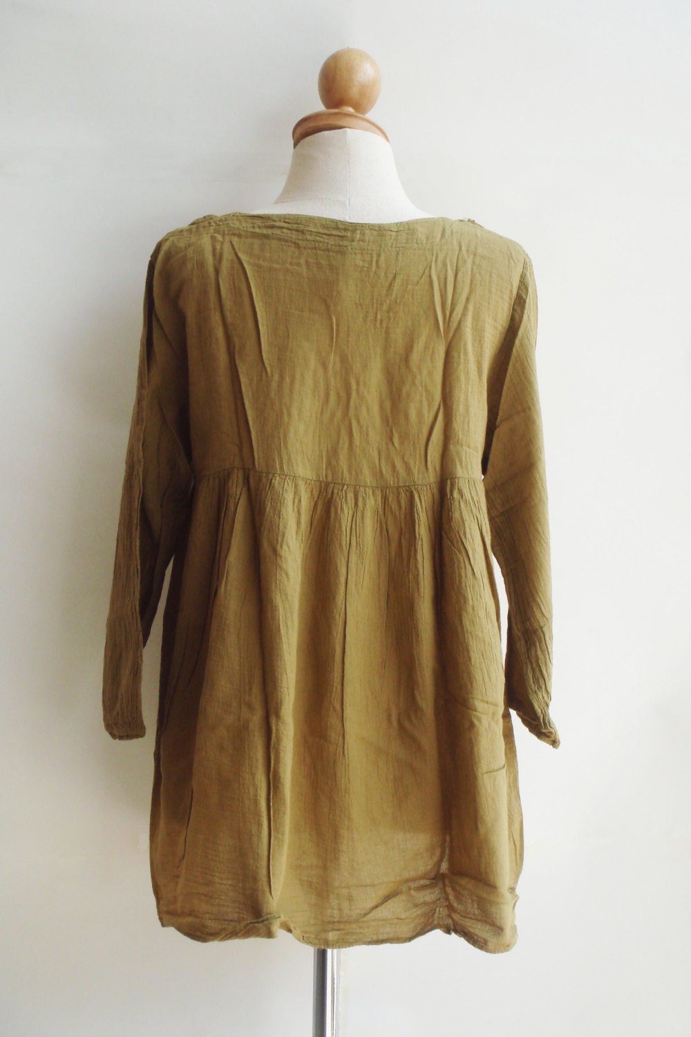 B10 Simply Classic Yellow Brown Cotton Blouse - Etsy