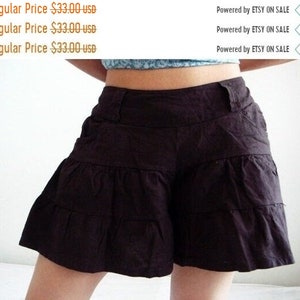 P3, Dark Brown Summer Sea Beach Cotton Skorts, brown shorts image 1