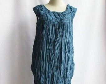 D1, Sky Ruffle, Sleeveless, Cotton, Blue dress