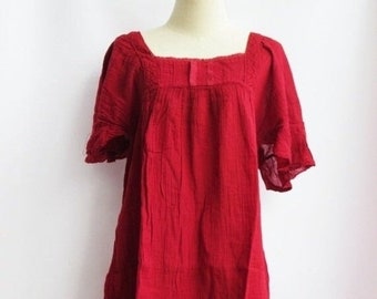 D24, Dark Red Butterfly Effect Cotton Dress