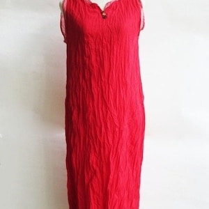 D9, Sun Two Tone Layers Sleeveless, Cotton Dress, Bright Red Dress, Maxi