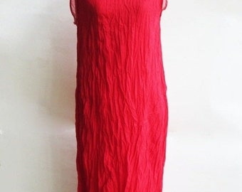 D9, Sun Two Tone Layers Sleeveless, Cotton Dress, Bright Red Dress, Maxi