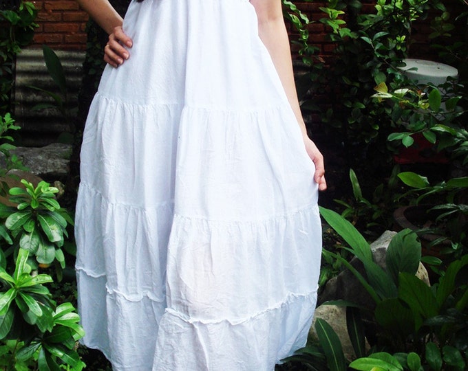 White Breezy Beach Elegant Long Cotton Dress - Etsy
