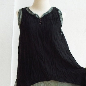 B5, Dark Night Zweifarbig zwei lagen ärmellose schwarze Baumwollbluse