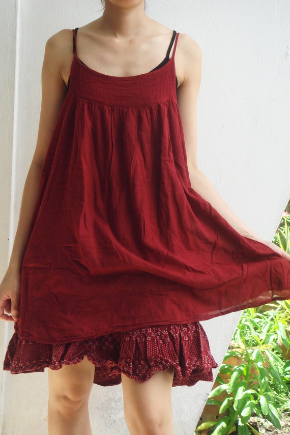 red cotton dress