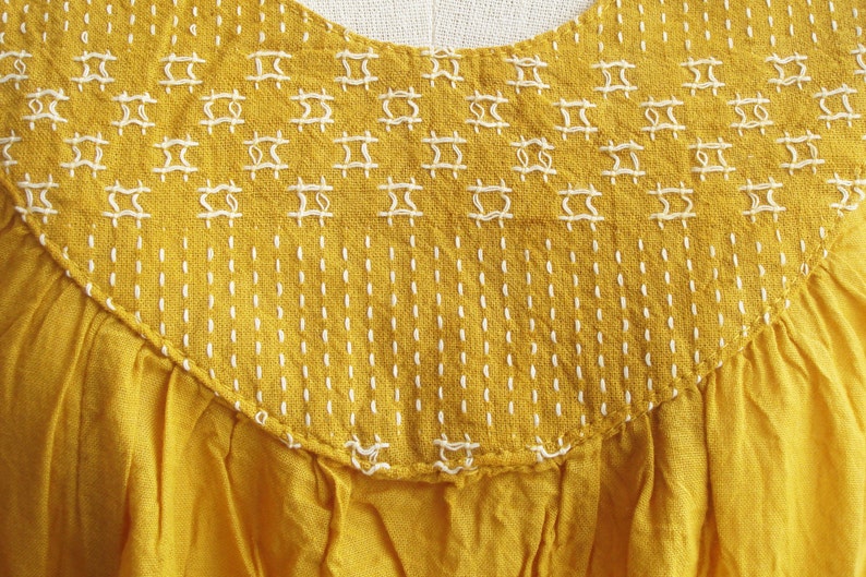 D18, Sunflower Classic U Neck Yellow Cotton Dress image 5