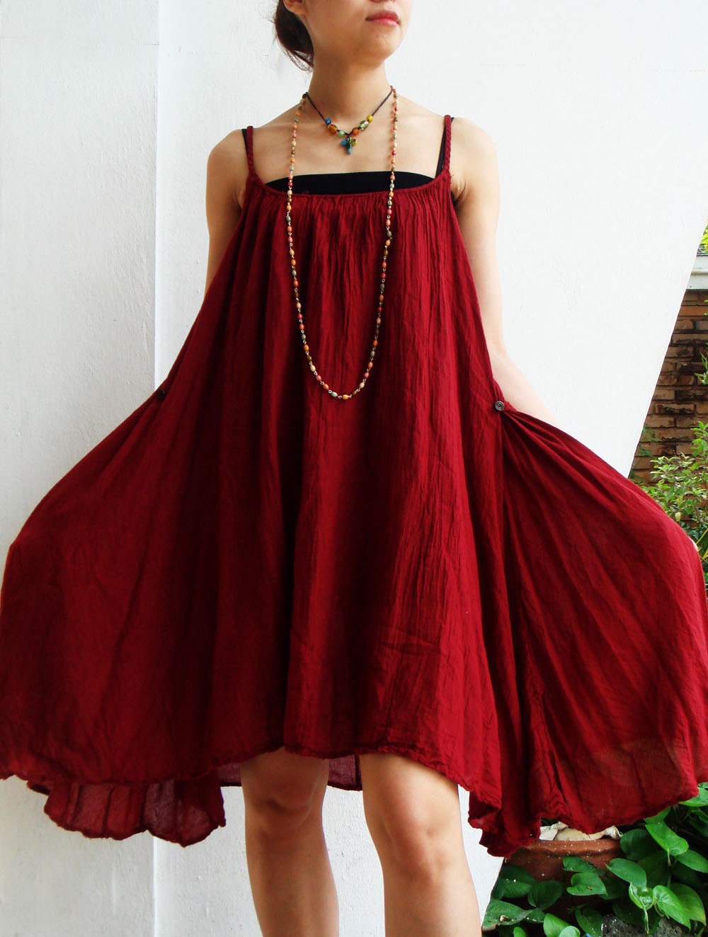 D10 Swan Summer Red Cotton Dress red dress Etsy