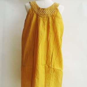 D18, Sunflower Classic U Neck Yellow Cotton Dress image 3