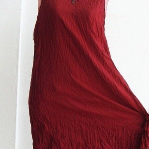 D9, Rose Two Tone Layers Sleeveless, Cotton Dress, Red Dress, Maxi