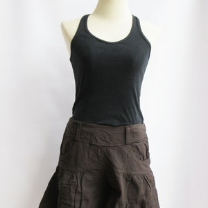 P3, Dark Brown Summer Sea Beach Cotton Skorts, brown shorts image 3