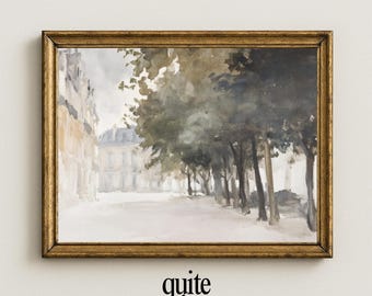 Printable Travel Art | Vintage Watercolor Paris Street Print, French Wall Art Download