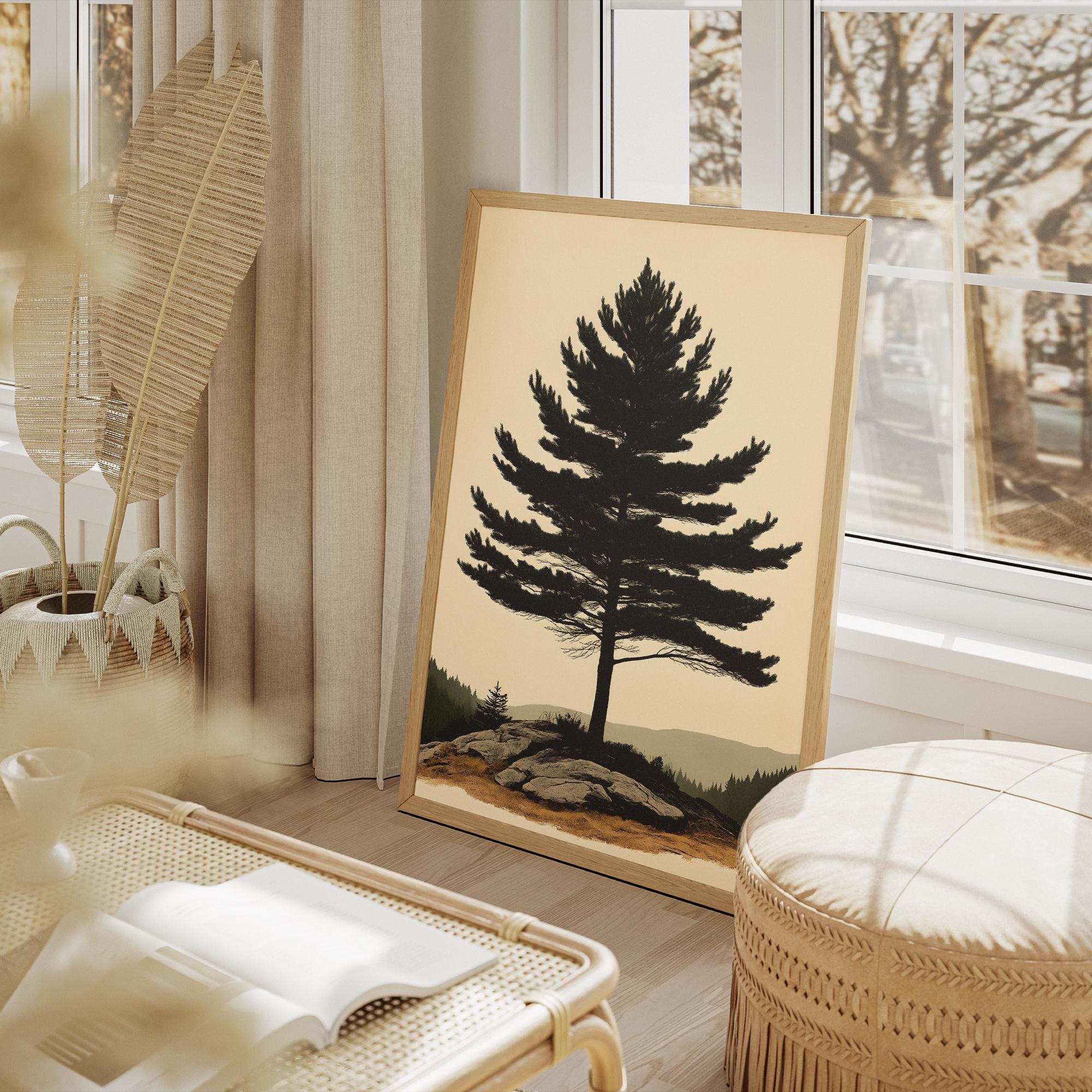 Lone Pine Tree Landscape Printable | Minimalist Nature Wall Art ...
