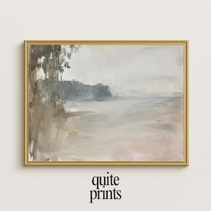 Impresión artística de paisaje costero minimalista: Escena de playa neutra (Descarga digital)