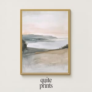 Coastal Painting Seaside Wall Art Fine Art Print | Digital Download Print | Minimalist Muted Color Palette | Pastel Landscape Painting