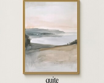 Peinture paysage côtier : impression d'art minimaliste bord de mer (téléchargement numérique imprimable)