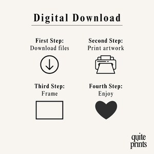 Step by step guide to download, print, frame and enjoy digital wall art | Printable artwork instructions for instant download poster prints | Easy home decor