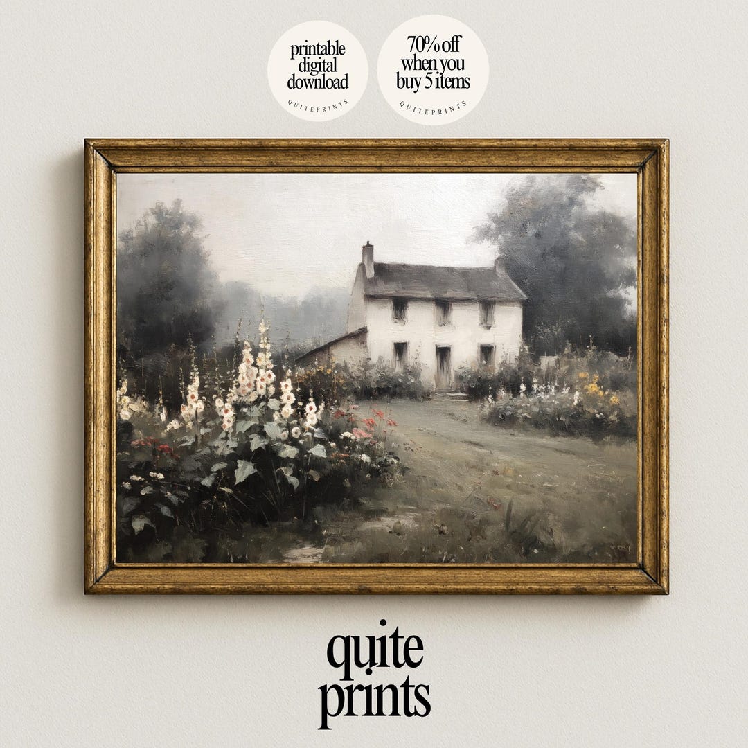English Cottage Printable Wall Art - Vintage Garden Painting (digital ...