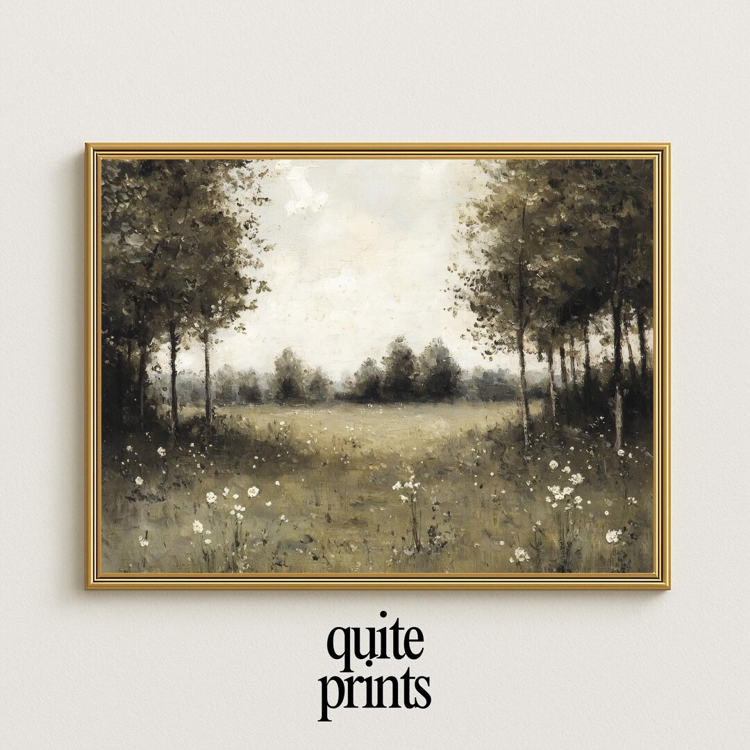 Rustic Large Print Vintage Meadow Landscape Print: Rustic Farmhouse Wall Decor (printable ...