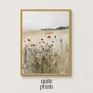 Cottagecore Floral Print: Muted Farmhouse Botanical Art (Digital Downloadable