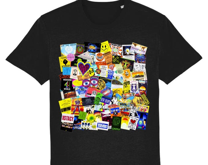 Phatmedia 88 89 Acid House Flyer Collage - Front Print Organic T Shirt