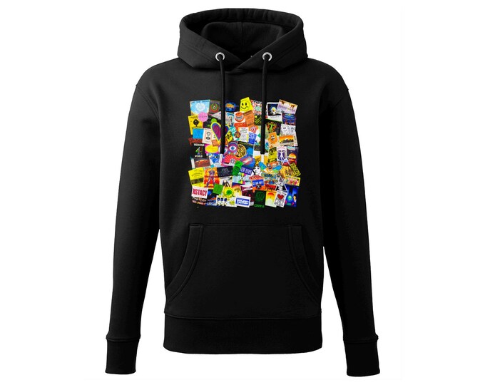Phatmedia 88 89 Acid House Flyer Collage - Single Front Print Organic Hoodie