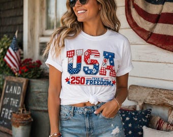 USA 250th Anniversary PNG | Patriotic "250 Years of Freedom" T-Shirt Design | 4th of July, Memorial Day, Independence Day
