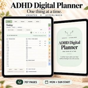 ADHD Digitale Planner 2027 (zonder datum), Dagelijks, Wekelijks, Maandelijks, GoodNotes, iPad, Android, Tijdblokkering, Brainstormen