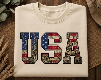 USA SVG, Camo Usa Png, Patriotic Camo American Flag Shirt Design, 4th of July Sublimation, Hunting USA Graphic Tee, Instant Download